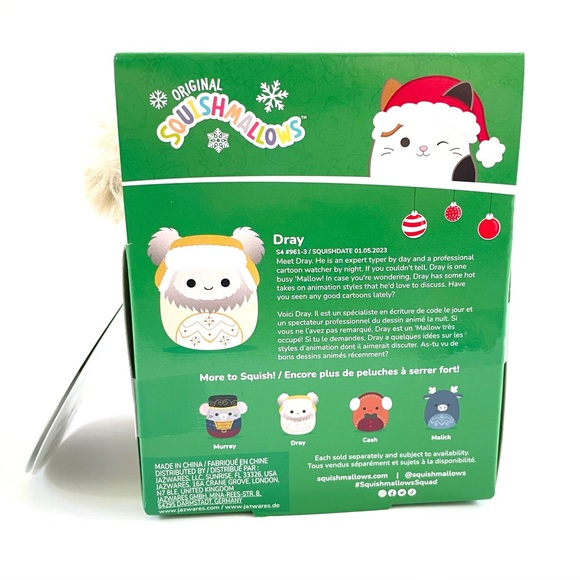 Squishmallows Holiday Ornament Dray, 4” Plush Cream Yeti with Hat, BNWT - Picture 8 of 10